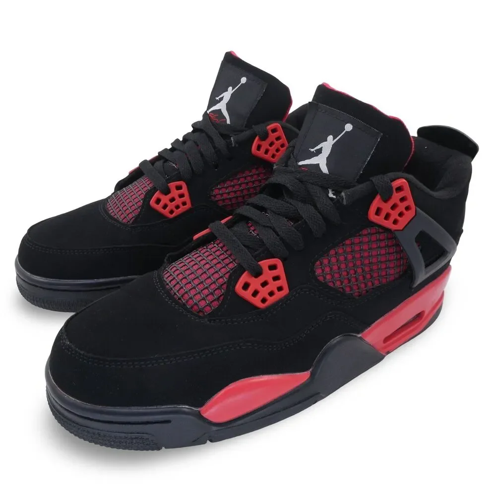 Nike Air Jordan 4 Retro Men's 8 Rare Black Suede Red Thunder Sneakers DC7770-160